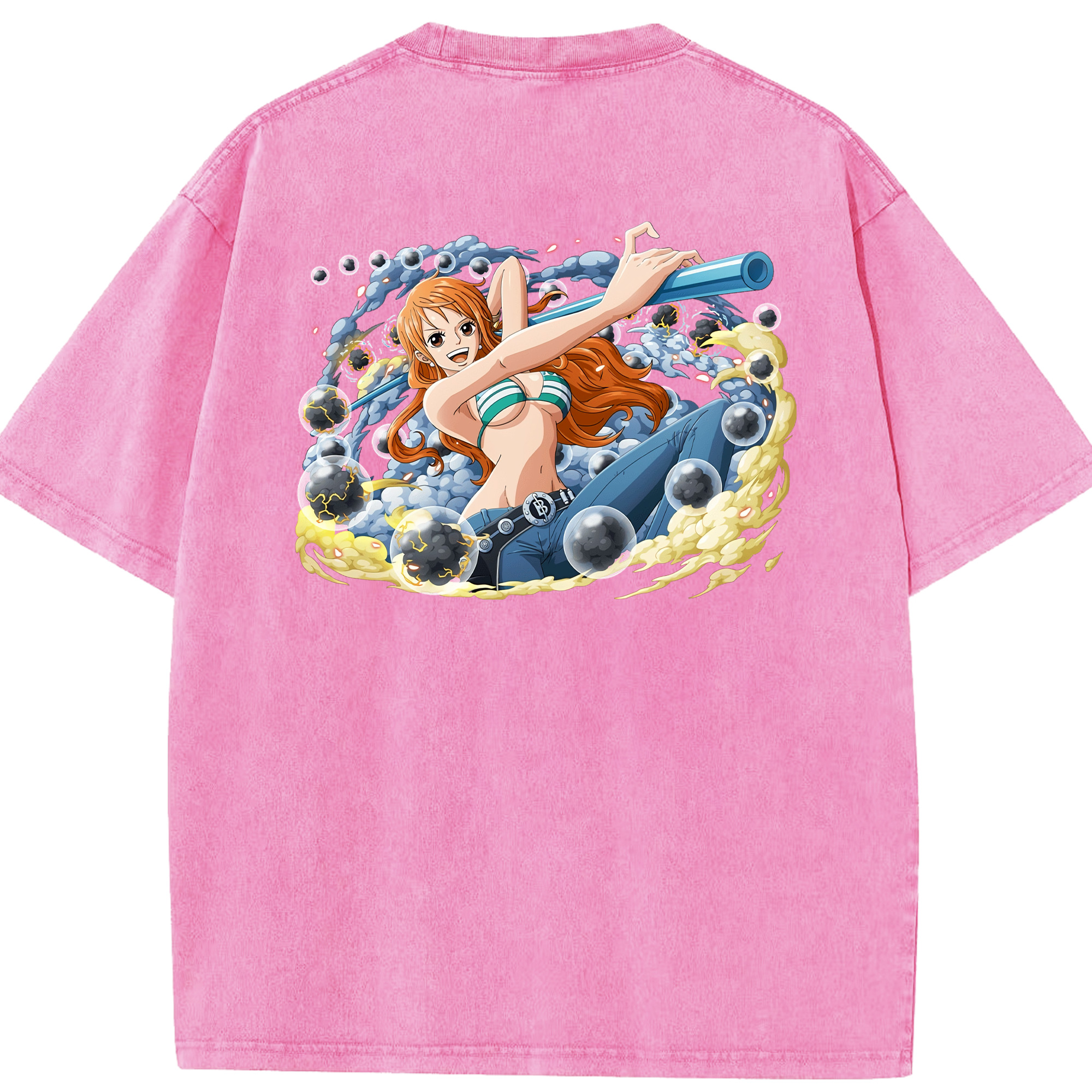 ワンピース ナミ ONE PIECE Nami 綿100% ヴィンテージ風 半袖Tシャツ（背面プリント）